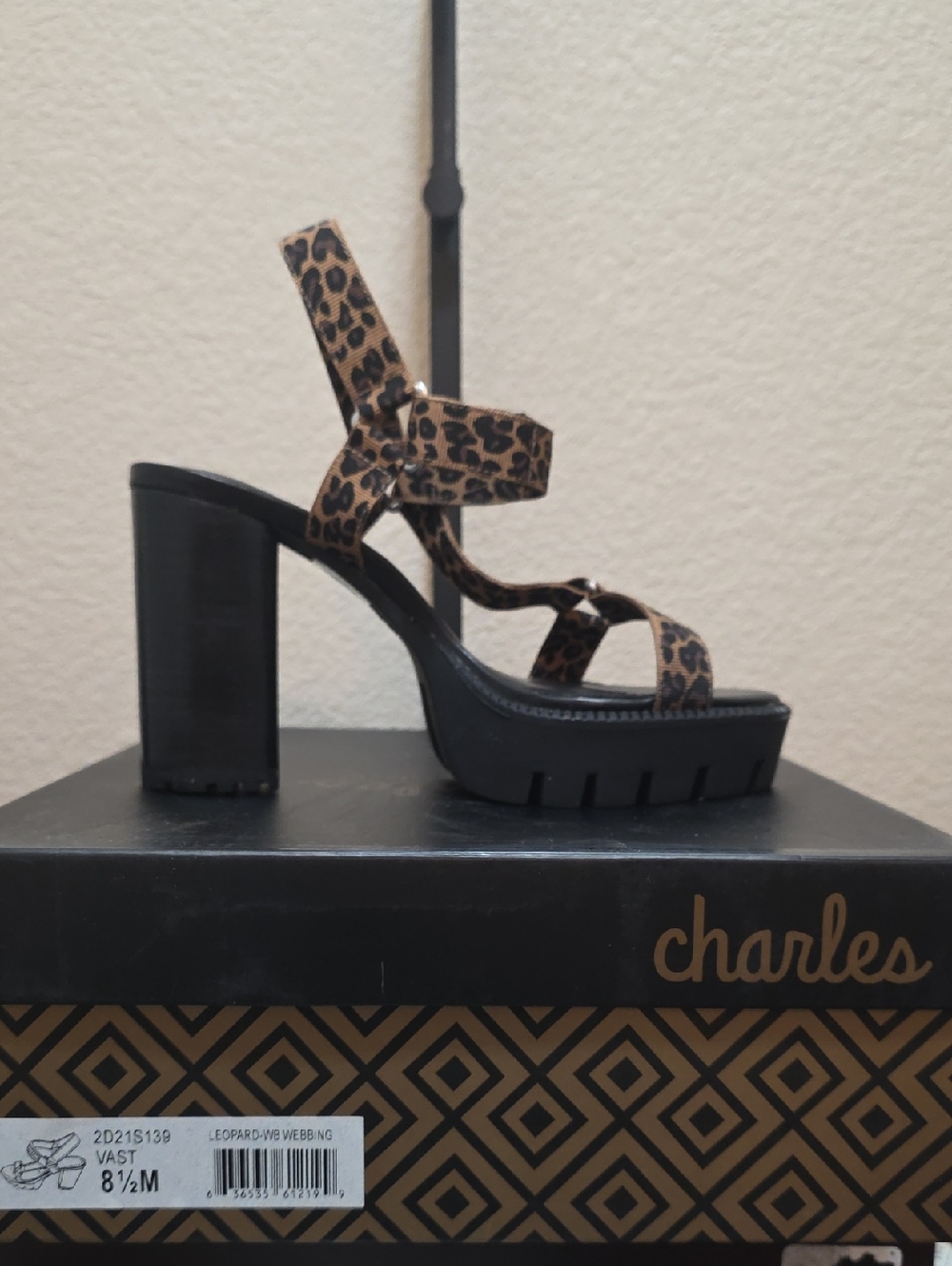 Charles David Leopard Print Platform Block Heel Sandals - Brown/Black